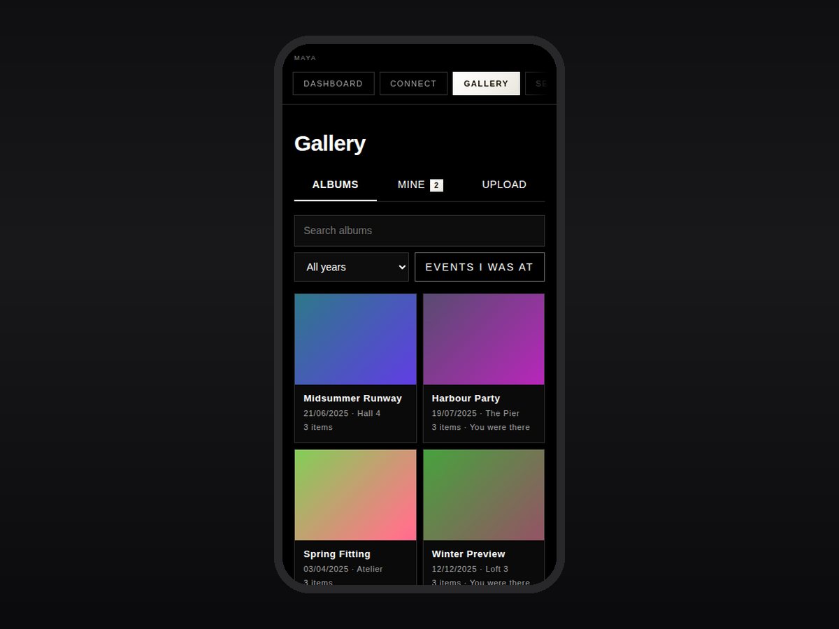 The Gallery screen in the FMC app